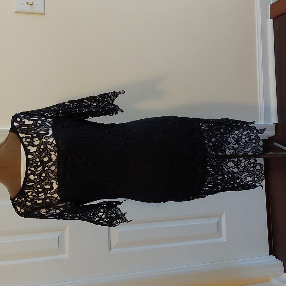 Black lace dress, lined from bust to thigh